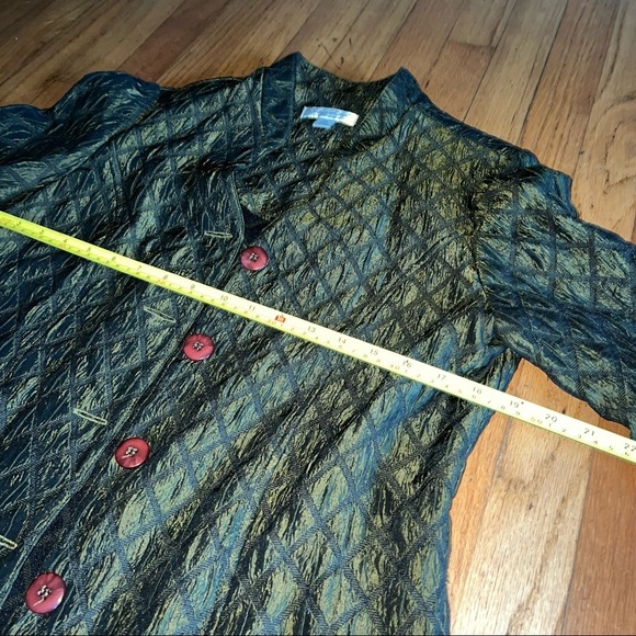 Coldwater Creek Green Diamond Pattern Crinkle Topper Dressy Jacket Petite MEDIUM - Picture 9 of 9